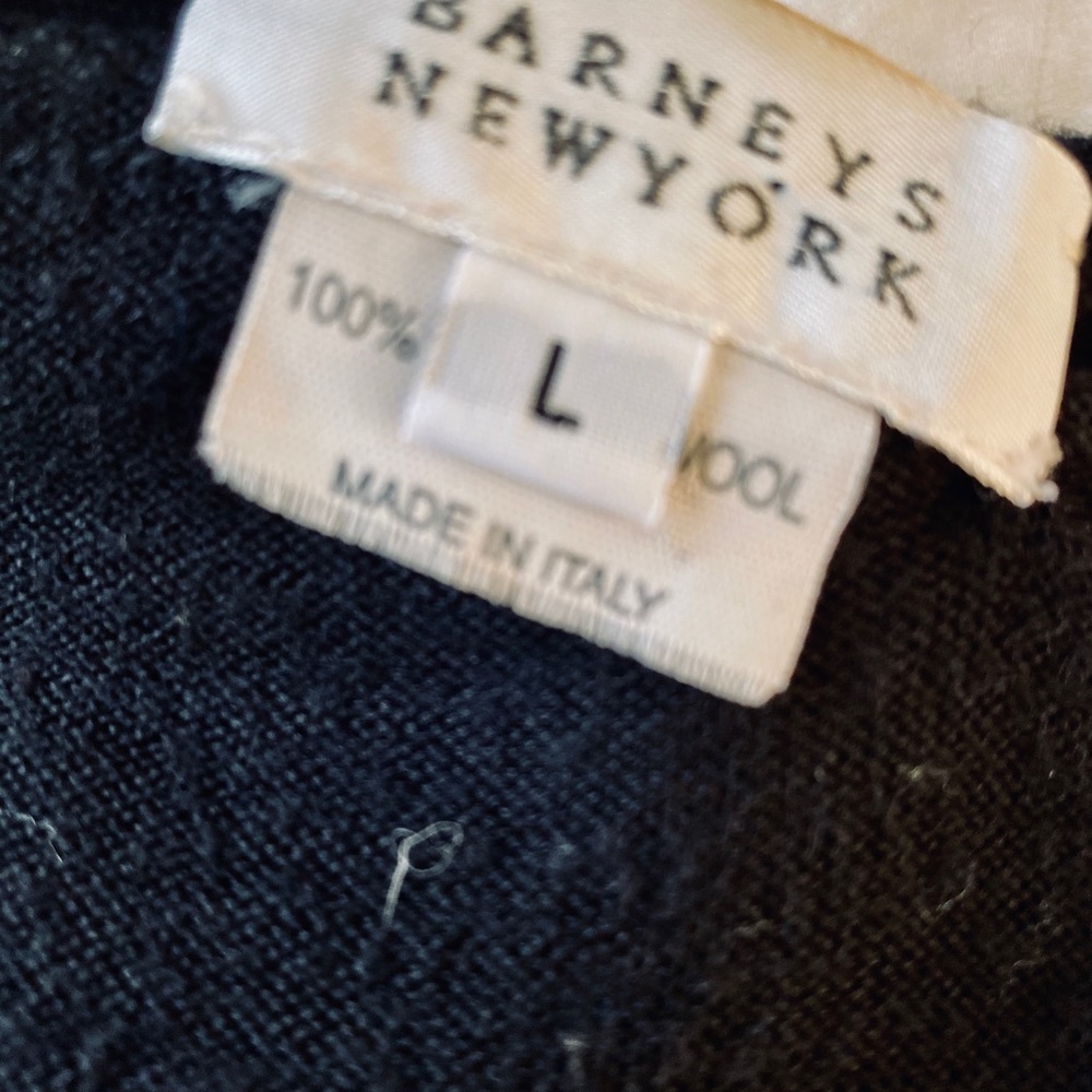 Barney’s black wool button down sweater